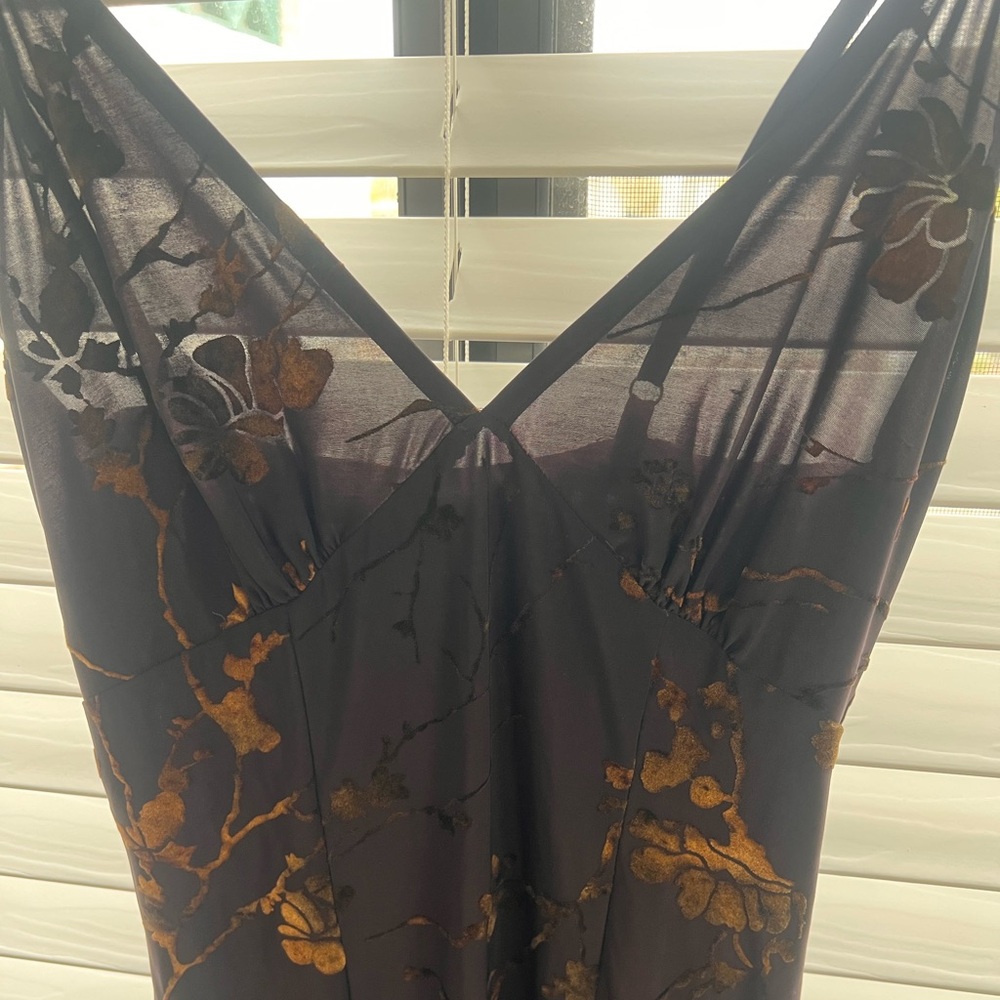 PrettyLittleThing Black and Gold Floral Dress
